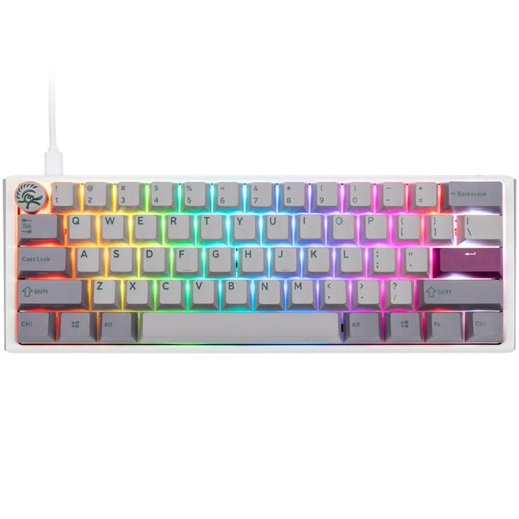 Ducky One 3 Mist Grey Mini Gaming Keyboard, RGB LED - MX-Blue (US) image number 1