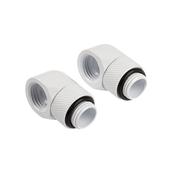 Corsair Hydro X Series Adapter 90 Grad G1/4 Zoll AG auf G1/4 Zoll IG - 2er Pack, drehbar, wei&szlig; image number 0