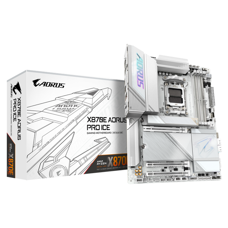 Gigabyte X870E AORUS PRO ICE Mainboard, Sockel AM5, AMD X870E, ATX, DDR5 image number 0