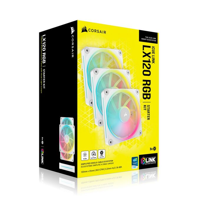Corsair iCUE Link LX120 RGB, PWM Fan, 3-Pack - 120mm, white image number 6