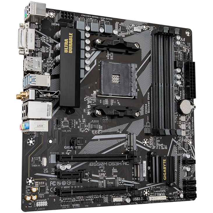 GIGABYTE B550M DS3H AC motherboard, Socket AM4, AMD B550, Micro-ATX, DDR4 image number 1