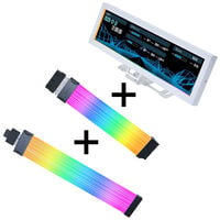 Lian Li "Visual Upgrade Kit" Strimer Wireless 24-Pin RGB Motherboard Cable, Controller + 12V-2x6 GPU Cable Wide & 8.8 Universal Screen - White