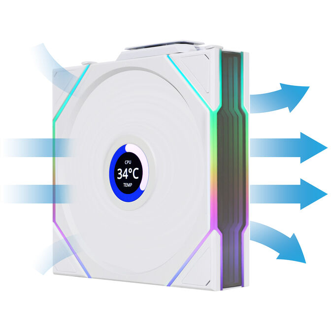 Lian Li UNI FAN TL Wireless LCD Fan, ARGB, PWM, 3-Pack with Controller - 120 mm, White image number 7