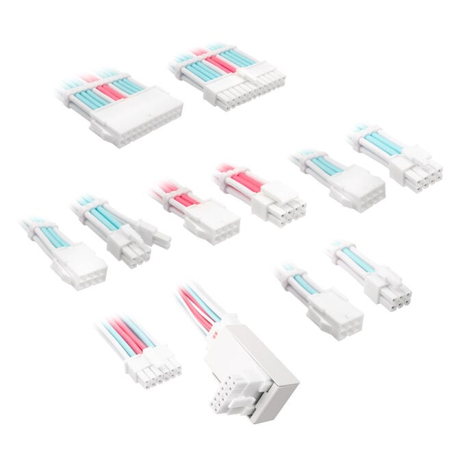 Kolink Core Pro Braided Cable Extension Kit 12V-2x6 Typ 2 - Brilliant White/Neon Blue/Pure Pink image number 0