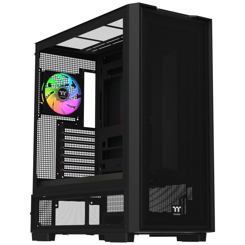 Thermaltake S380 TG ARGB PC-Gehäuse, Midi-Tower, ATX, Tempered Glass - inklusive 4x 120-mm-Lüfter, schwarz