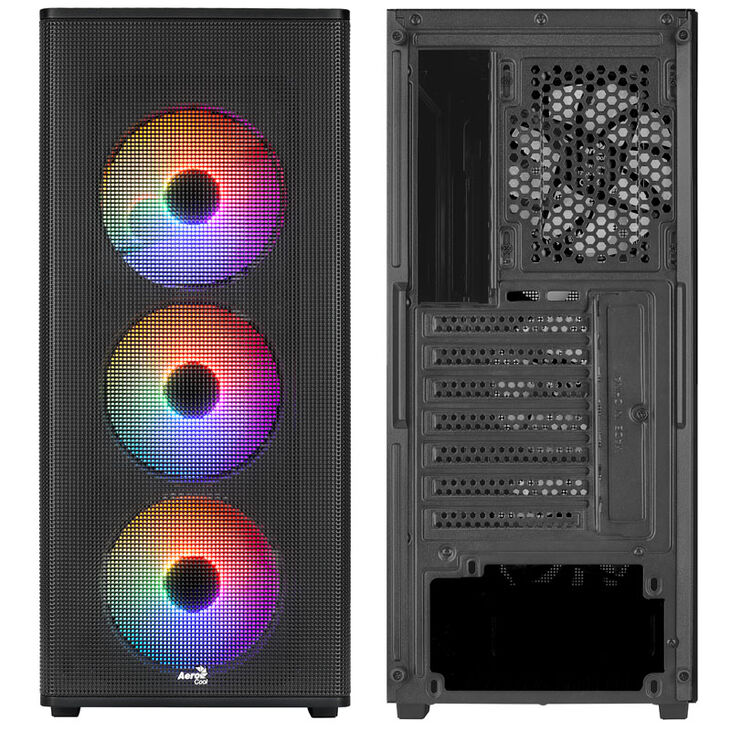 Aerocool Designer-G-BK-v2 PC-Gehäuse, Midi-Tower, ATX, ARGB, Tempered Glass - schwarz image number 3