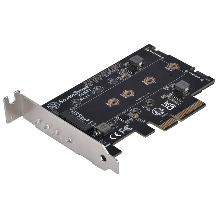 Silverstone SST-ECM27 M.2/SATA Adapterkarte, PCIe 4.0, 1x M-Key, 2x SATA 6G - Low Profile image number 0