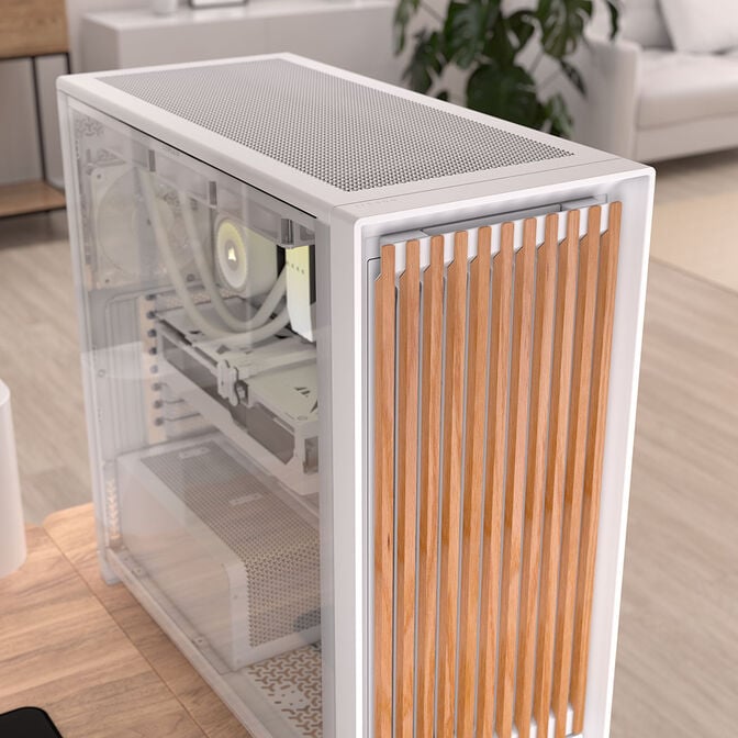 Corsair FRAME 5000D Wood RS PC-Geh&auml;use, Midi-Tower, E-ATX, Tempered Glass - inklusive 3x L&uuml;fter, wei&szlig;, Holz image number 3