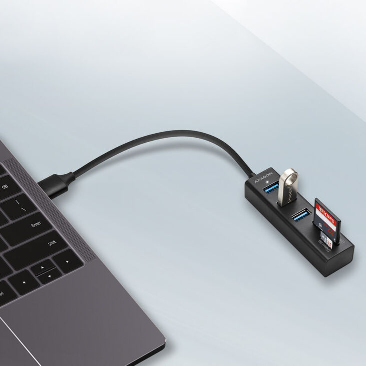 AXAGON HMA-CR3A Multiport-Hub, USB 3.0 Typ A, 3x USB-A, SD, microSD image number 1