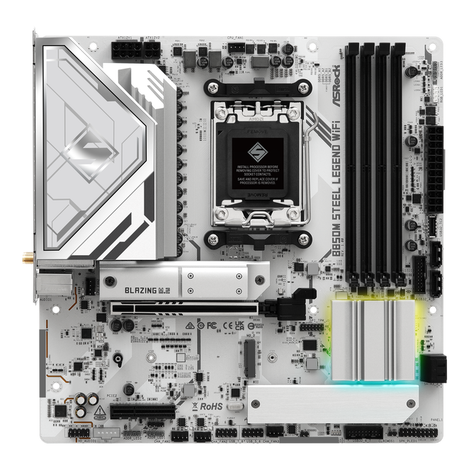 ASROCK B850M Steel Legend Wifi Mainboard, Sockel AM5, AMD B850, Micro-ATX, DDR5 image number 4