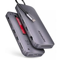 AXAGON HMC-12GM2 Multiport Hub, USB-C 3.1, M.2-NVMe/SATA, DP + HDMI, Gbit-LAN, 3x USB-A, 1x USB-C, C