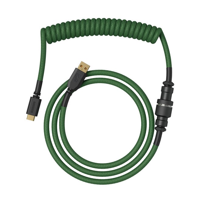 Glorious GMMK Coiled Cable Forest Green, Spiral Keyboard Cable, USB-C/USB-A &ndash; Dark Green/Black image number 1