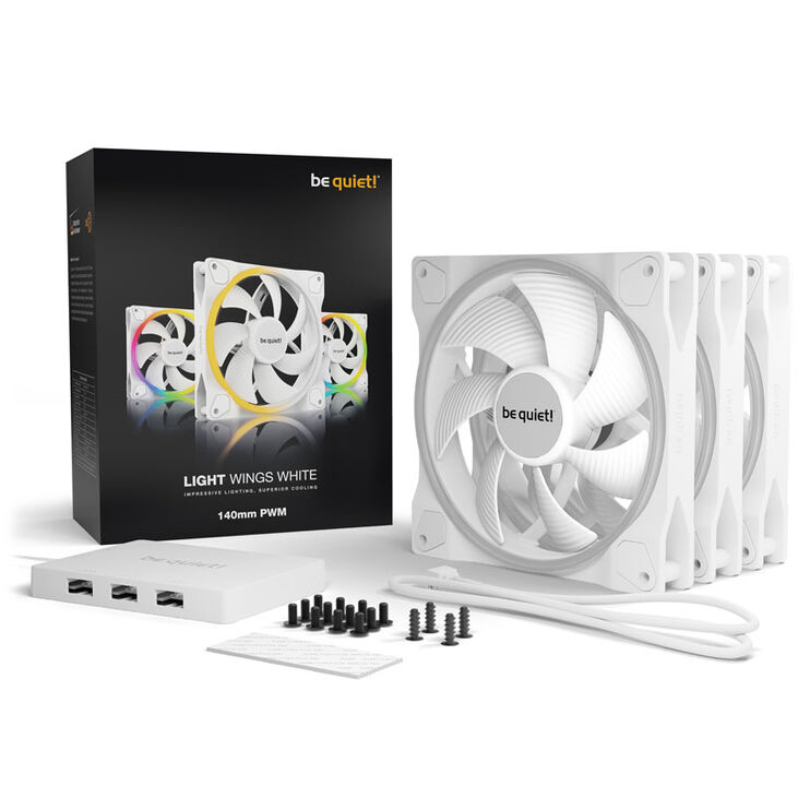 be quiet! Light Wings ARGB PWM Lüfter, Triple Pack - 140mm, weiß image number 5