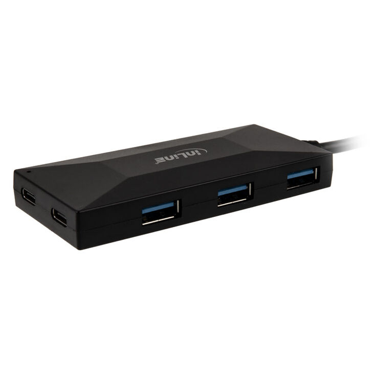 InLine USB 3.2 Gen 1 Hub, USB Type-C, 3 Port Type-A, 2 Port Type-C, 3A Power Supply - black image number 1