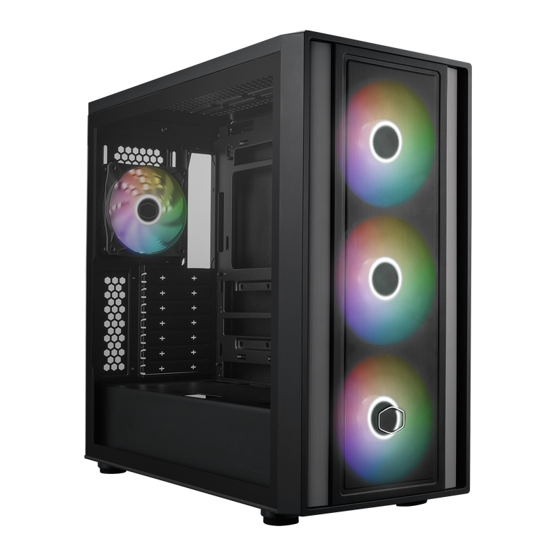 Cooler Master MasterBox 600 ARGB PC-Gehäuse, Midi-Tower, E-ATX, RGB, Tempered Glass - schwarz