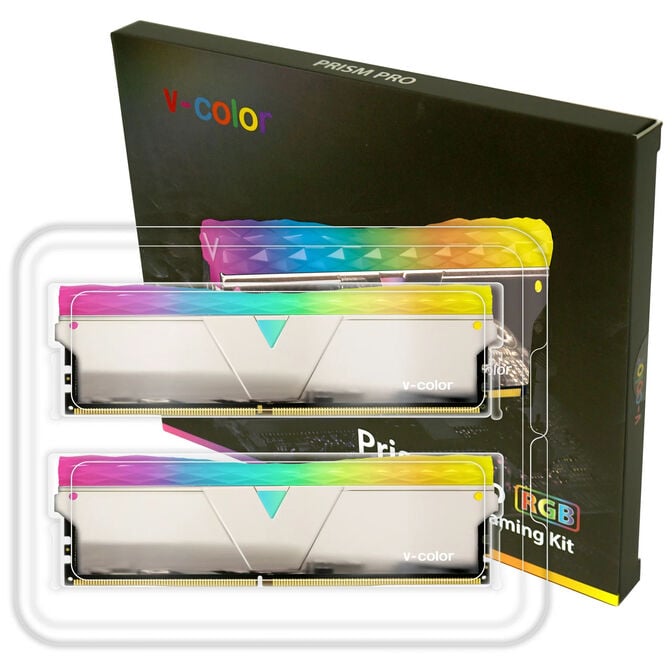 V-Color Prism Pro RGB DDR4-3200 RAM, CL16 - 64 GB Dual-Kit, silber image number 1