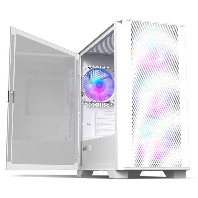 Montech AIR 100 ARGB, Micro-ATX, Tempered Glass - white image number 1