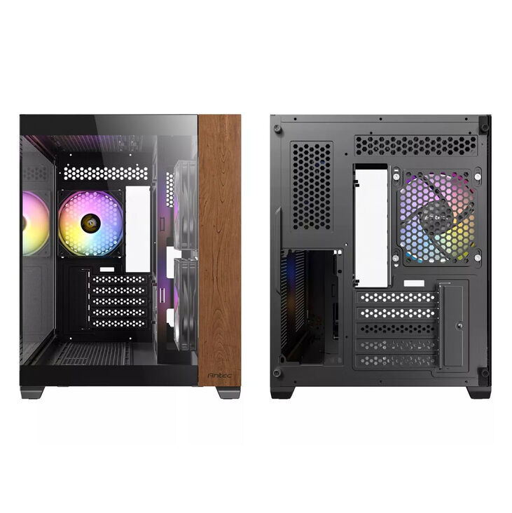 Antec CX600M Wood PC case, Mini Tower, Micro-ATX, Tempered Glass - black, wood image number 3