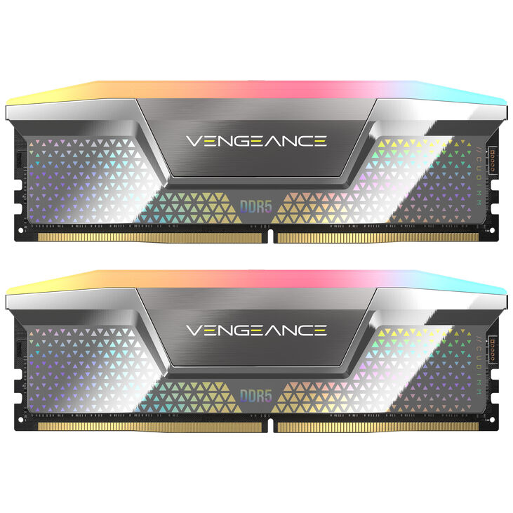 Corsair Vengeance RGB DDR5-8200 RAM, CL40, XMP 3.0, CUDIMM - 48 GB Dual-Kit, silber image number 1