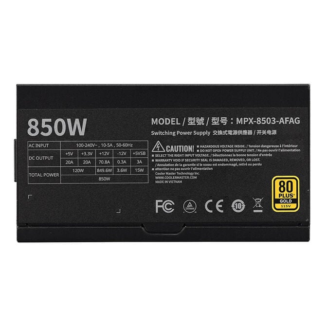 Cooler Master MWE Gold 850 V3 NM FR  A/EU cord image number 6