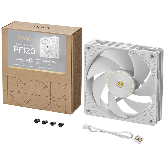ASUS ProArt PF120 PWM Geh&auml;usel&uuml;fter, 120 mm, 3.000 U/min, Daisy-Chain - wei&szlig; image number 12