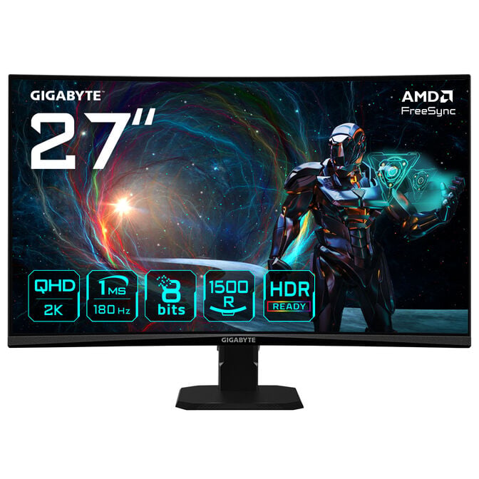 GIGABYTE GS27QCA, 27-inch QHD Curved Monitor, 180Hz, VA Panel, Adaptive-Sync image number 0