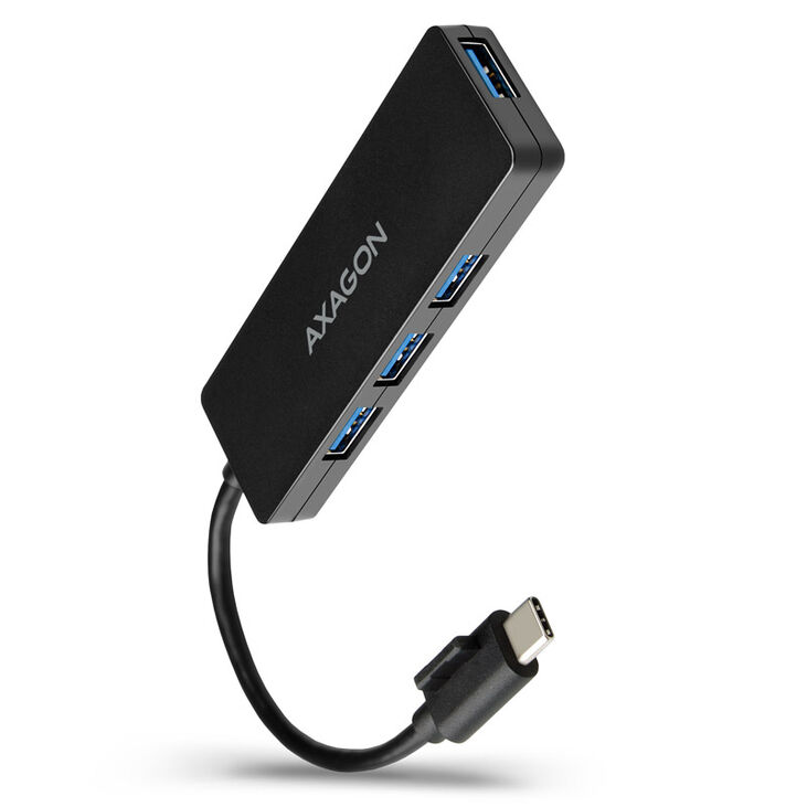 AXAGON HUE-G1C Superspeed USB-C Slim Hub, 4x USB 3.0 - 14cm, black image number 0