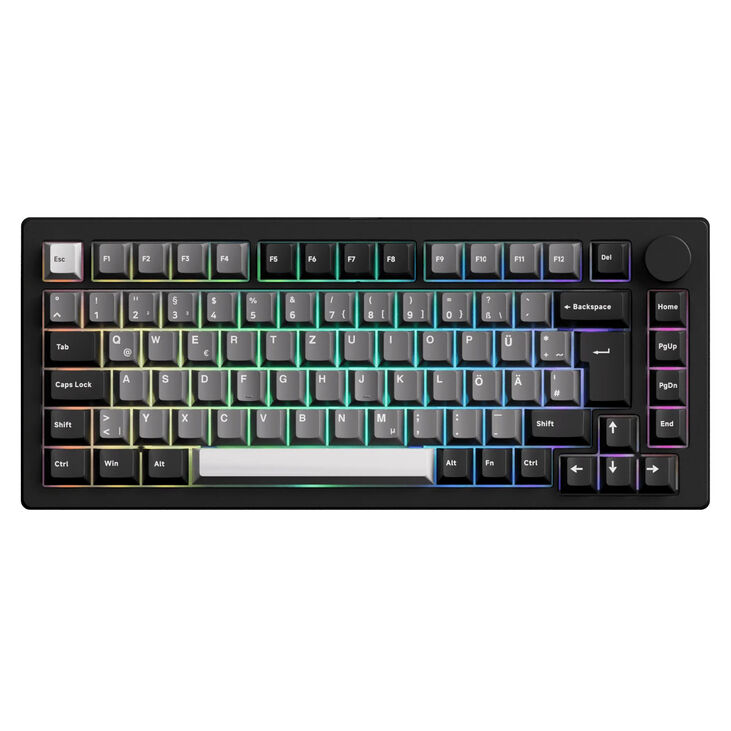 Akko MonsGeek M1 V5 VIA Gaming Keyboard, 75%, RGB, ISO-DE/UK/Nordic Layout - Black / Silver, V3 Creamy Purple Pro Switches image number 0