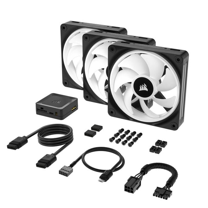 Corsair iCUE LINK QX120 RGB Series, PWM L&uuml;fter, 3er Pack inkl. RGB-Controller - 120mm, schwarz, Star image number 9