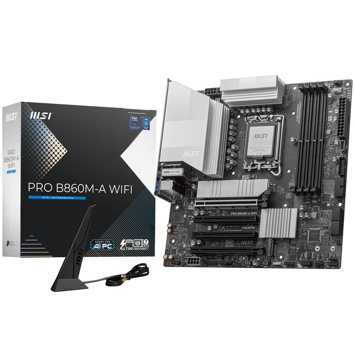 MSI PRO B860M-A WiFi Mainboard, Sockel LGA 1851, Intel B860, mATX, DDR5 image number 0