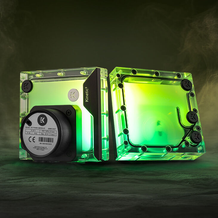 EK Water Blocks EK-Quantum Kinetic3 FLT D5/DDC Ausgleichsbehälter - 120mm, D-RGB, Acryl image number 2