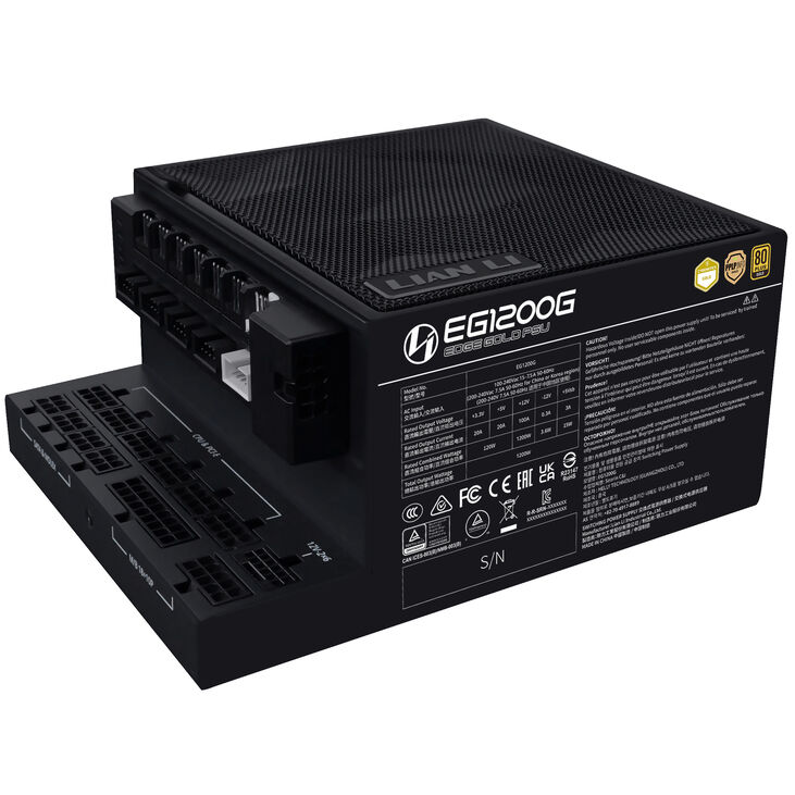 Lian Li EDGE GOLD 1200 80 PLUS Gold power supply, PCIe 5.1, ATX 3.1 - 1,200 watts, black, including USB hub image number 2
