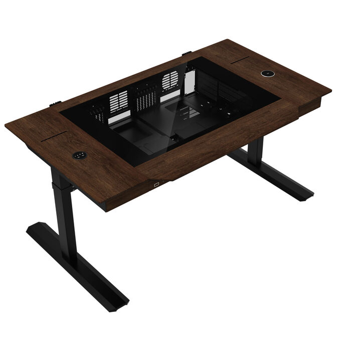 Lian Li DK07 Tischgeh&auml;use Wood Edition, Dual-System-f&auml;hig, 2x E-ATX, h&ouml;henverstellbar - Walnuss, schwarz image number 0