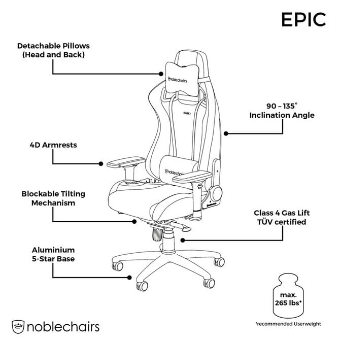 noblechairs EPIC Gaming Stuhl - schwarz/rot image number 6