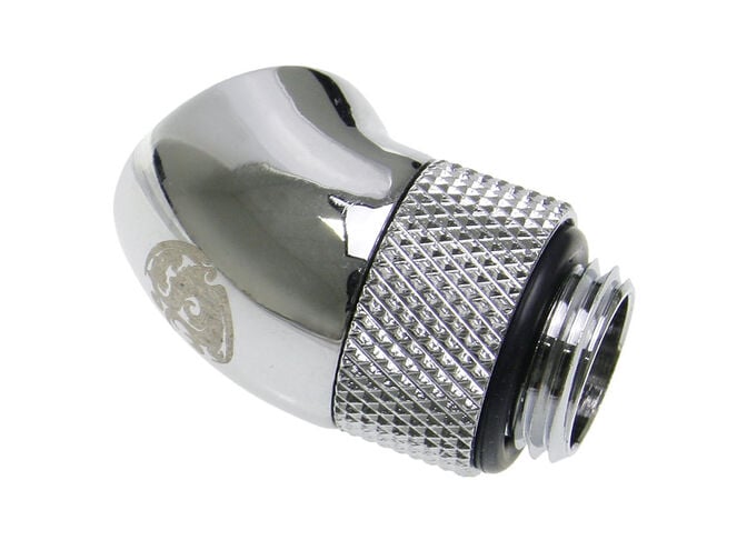 Bitspower Adapter 45 Grad G1/4 Zoll AG auf G1/4 Zoll IG - drehbar, silber gl&auml;nzend image number 1