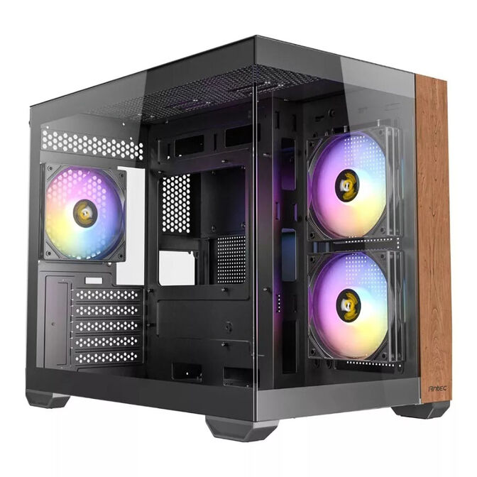 Antec CX600M Wood PC case, Mini Tower, Micro-ATX, Tempered Glass - black, wood image number 0