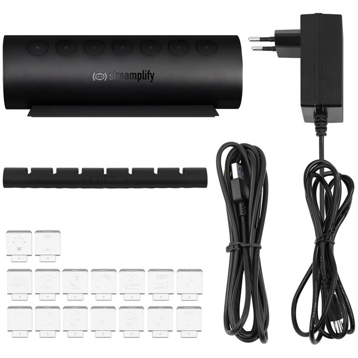 Streamplify HUB CTRL 7, 7x USB 3.0 Typ A, RGB, 12V, EU-Netzkabel - schwarz image number 8