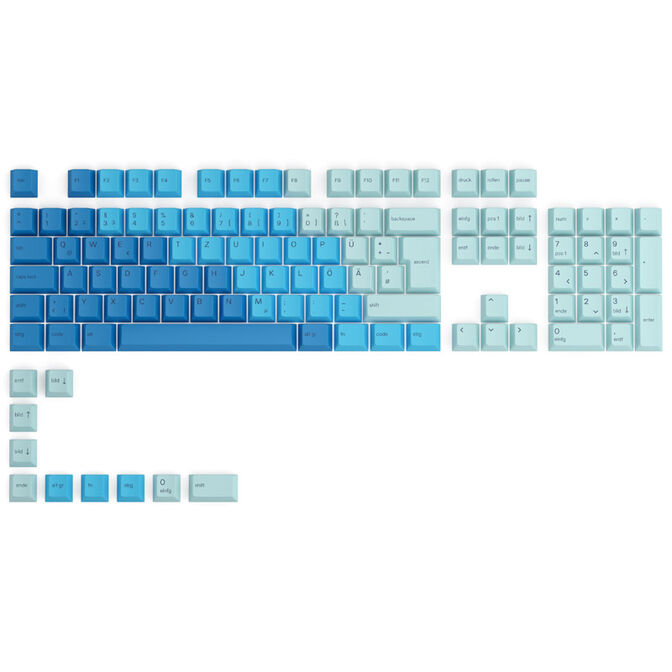 Glorious GPBT Keycaps - 115 PBT keycaps, ISO, DE layout, Caribbean Ocean image number 0