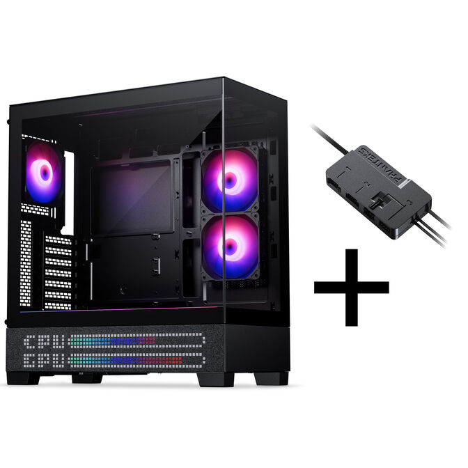 Phanteks XT View Matrix Geh&auml;use-Bundle, Midi-Tower, E-ATX, Tempered Glass + Nxlinq V2 HUB - schwarz image number 0