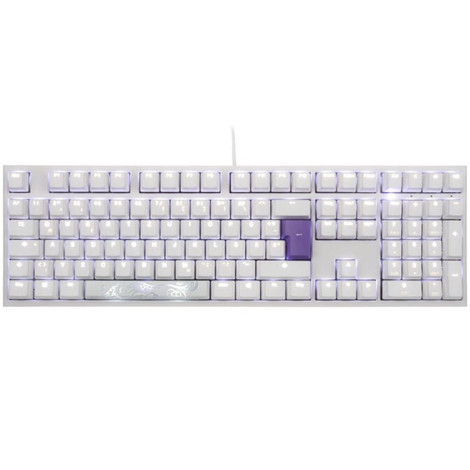 Ducky One 2 White Edition PBT Gaming Keyboard, MX-Blue, white LED - white image number 1
