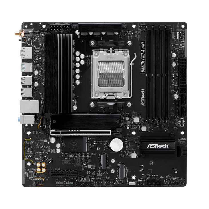 ASROCK B850M Pro-A WiFi Mainboard, Sockel AM5, AMD B850, Micro-ATX, DDR5 image number 3