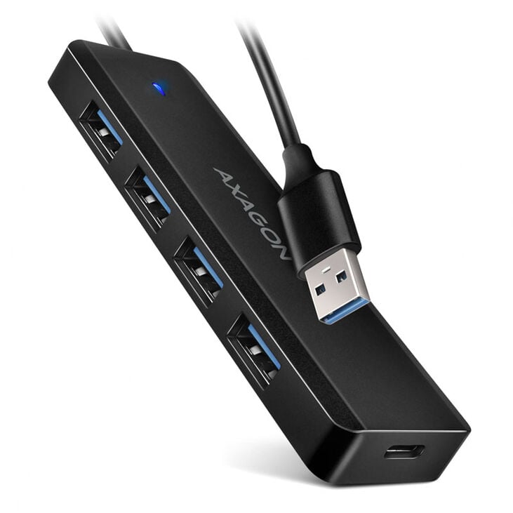 AXAGON HUE-C1A Superspeed USB-A Travel Hub, 4x USB 3.0 - 20cm, black image number 0