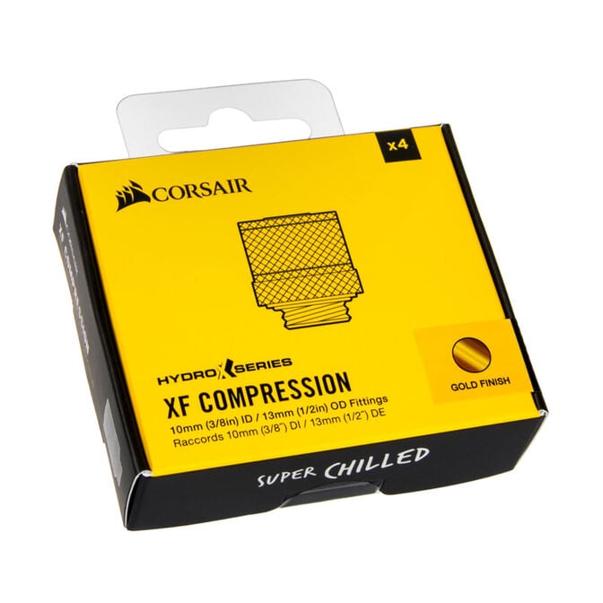 Corsair Hydro X Series XF Compression G1/4 13/10 Fittings Four Pack - gold image number 3