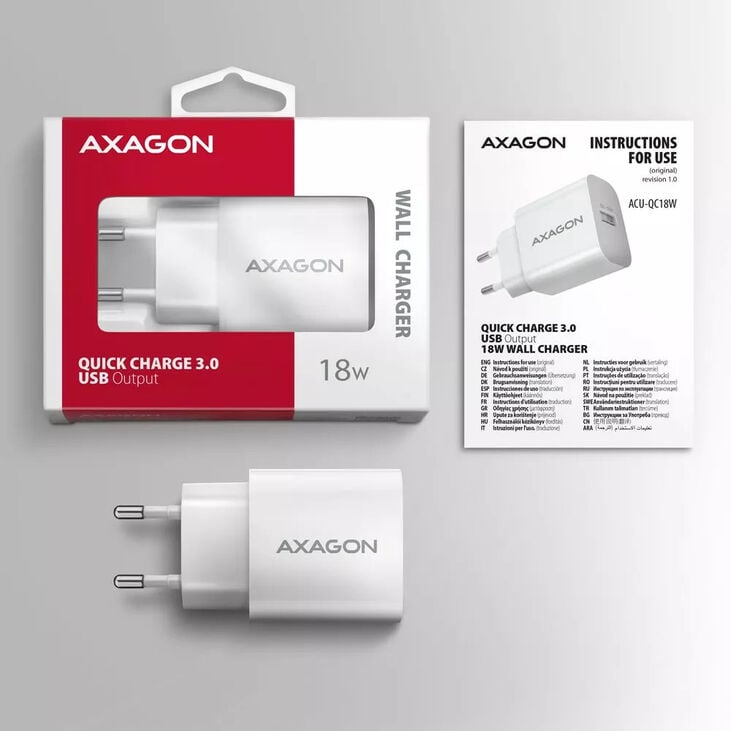 AXAGON ACU-QC18 Charging Adapter, 18 W - white image number 6