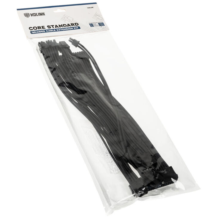 Kolink Core Standard Braided Cable Extension Kit - Jet Black image number 3