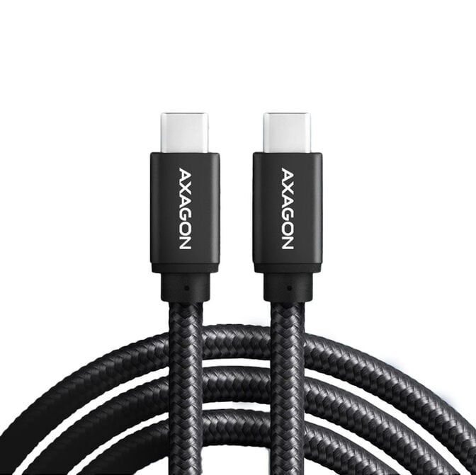 AXAGON BUCM2-CM10AB Ladekabel, USB-C zu USB-C 2.0, 1 m, PD 240 W 5 A, ALU - Schwarz image number 1