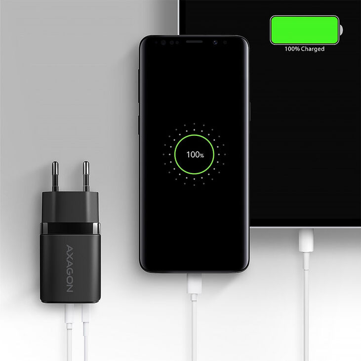 AXAGON ACU-PQ20 wall charger QC3.0/AFC/FCP + PD type-C, 20 W - black image number 1