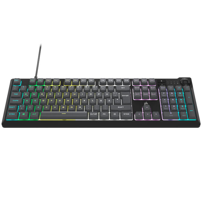 Corsair Gaming K55 Core RGB Gaming Keyboard, Full-Size (100%), Rubber Dome &ndash; grey, ISO (DE) image number 1