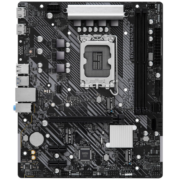ASRock B760M-H2/M.2 Mainboard, Sockel 1700, Intel B760, mATX, DDR5 image number 2