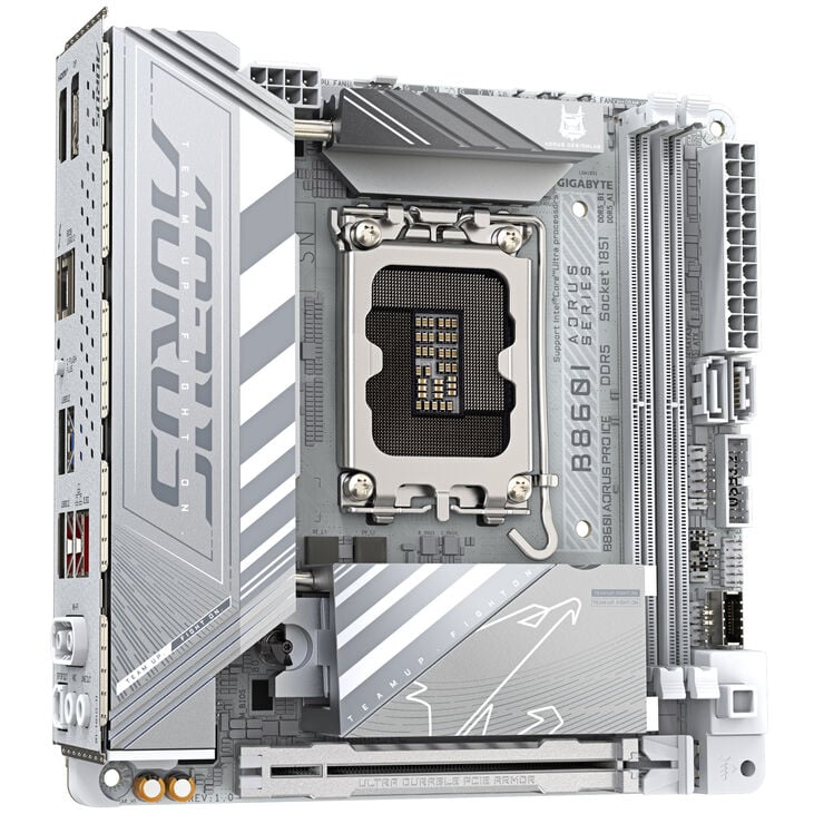 GIGABYTE B860I Aorus Pro ICE Motherboard, Socket LGA 1851, Intel B860, ITX, DDR5 image number 1